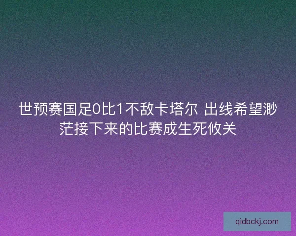 世预赛国足0比1不敌卡塔尔 出线希望渺茫接下来的比赛成生死攸关