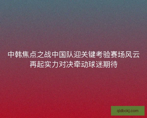 中韩焦点之战中国队迎关键考验赛场风云再起实力对决牵动球迷期待